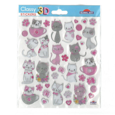 Acheter Stickers Chats 3D Pailletés - Autocollants Relief Global Gift
