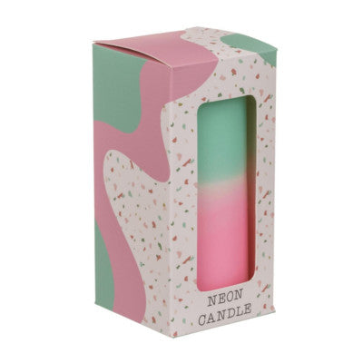 Bougie En Pilier Dégradé Rose/turquoise - 12 X 6 Cm