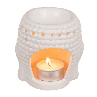 Brûle Parfum En Céramique - Bouddha Blanc 12 Cm