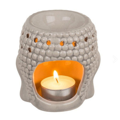 Brûle Parfum En Céramique - Bouddha Gris 12 Cm
