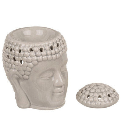 Brûle Parfum En Céramique - Bouddha Gris 12 Cm