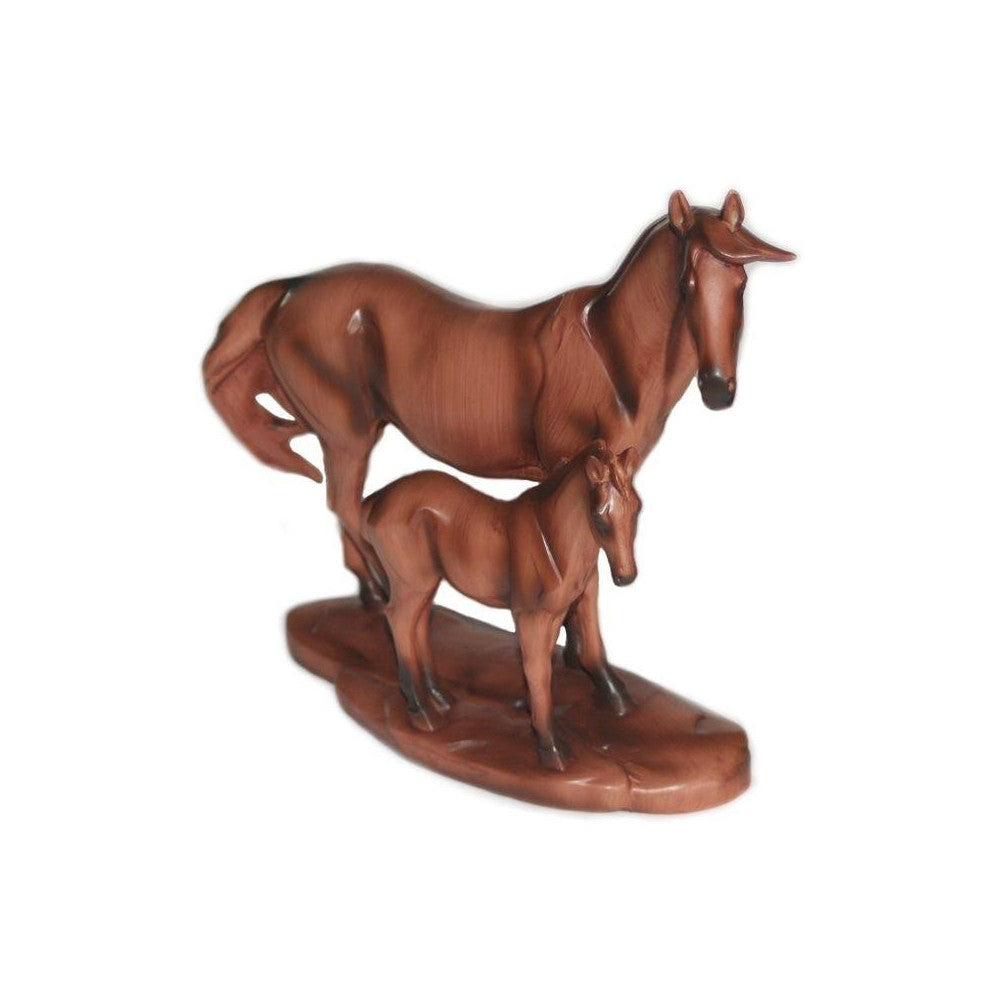 Cheval Avec Poulain Imitation Bois