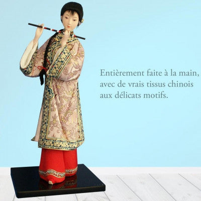 Figurine Chinoise - Femme Jouant De La Flûte