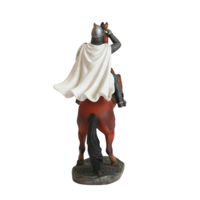 Figurine Templier Sur Cheval Cabré - Statuette Résine 23 Cm
