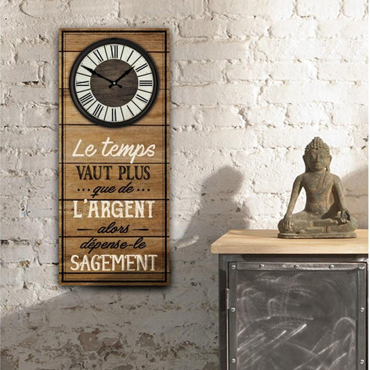 Horloge Murale En Bois - Le Temps Vaut Plus Que L'Argent...