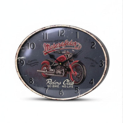 Horloge Ovale Vintage - Riders Club - 39 X 49 Cm