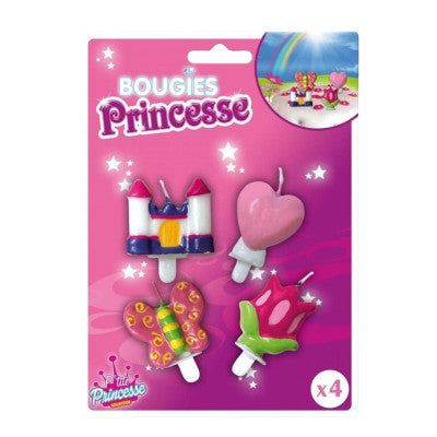 Lot De 4 Bougies D'Anniversaire - Princesse