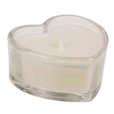 Lot De Trois Bougies En Forme De Cœur En Verre - Beige
