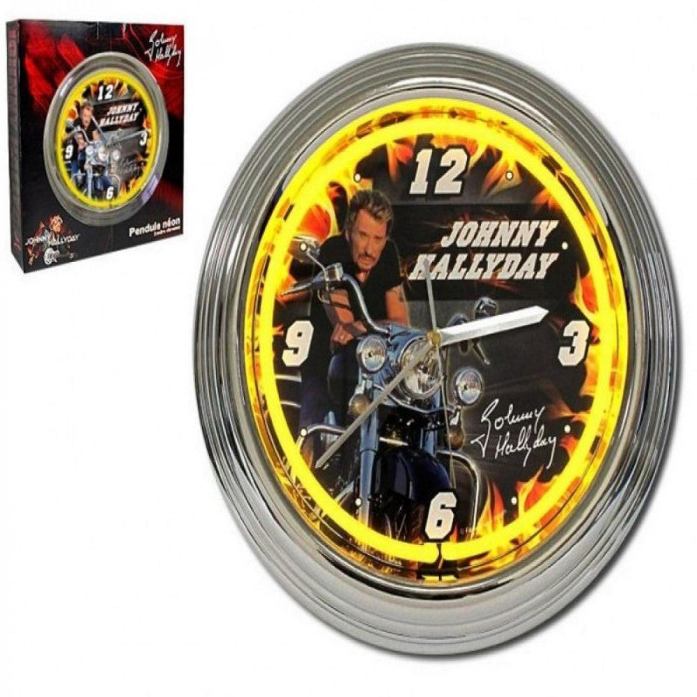 Pendule Neon Johnny Hallyday Jaune
