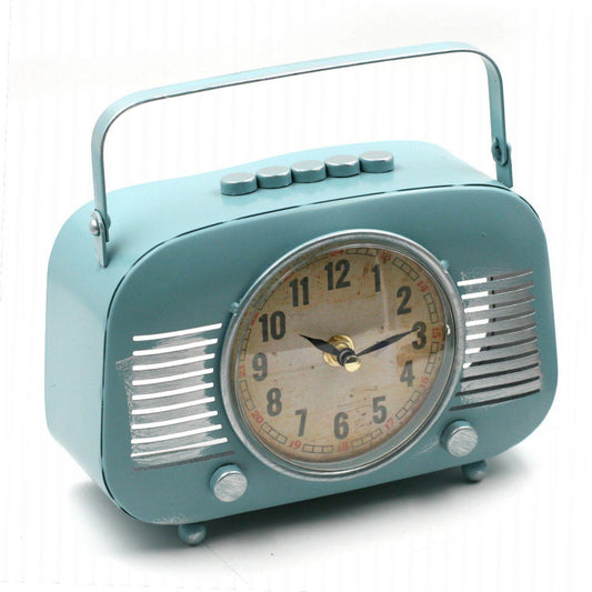 Pendule Poste Radio Bleu Pastel Style Vintage