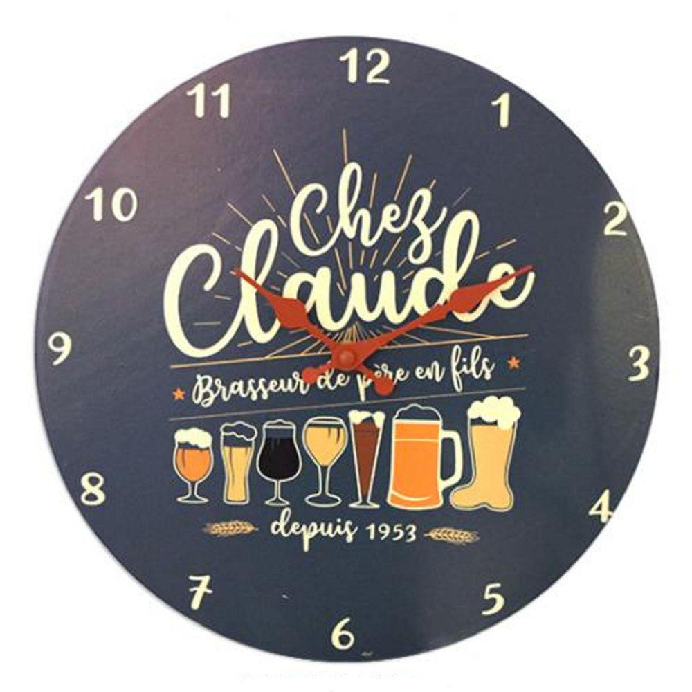 Pendule Style Brasserie 'Chez Claude' 30cm