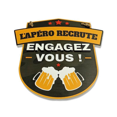 Plaque En Bois En Relief - L'apéro Recrute Engagez Vous