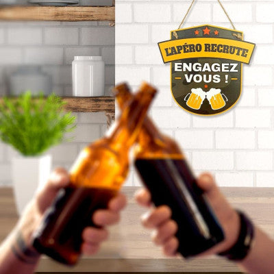 Plaque En Bois En Relief - L'apéro Recrute Engagez Vous