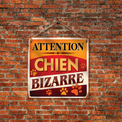 Plaque Métal Chien Bizarre 20 X 20 Cm