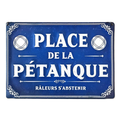 Plaque Métal - Place De La Pétanque - Le QG Des Boulistes