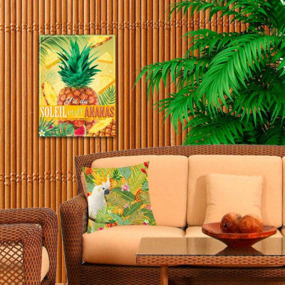 Plaque Métal - Y'a Du Soleil Et De L'Ananas - 30 X 40 Cm