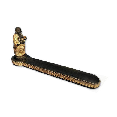 Porte-encens Noir Avec Bouddha Doré