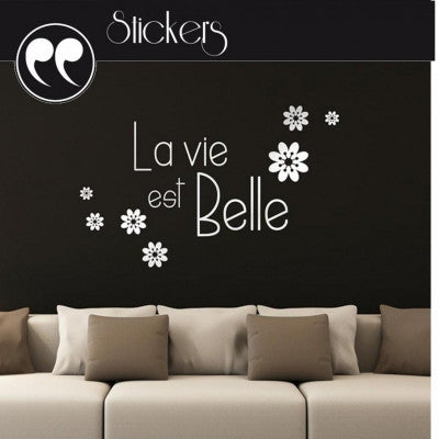 Sticker Mural Argenté "La Vie Est Belle" - Déco Chic 50x70cm