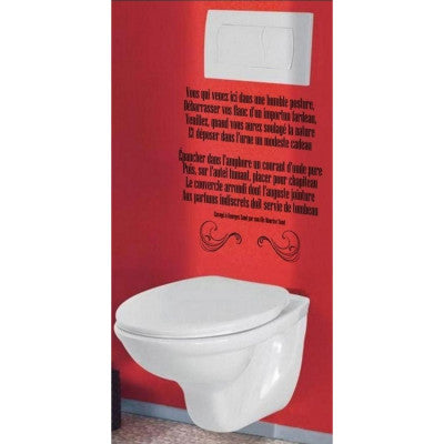 Sticker WC Poème Humour - Déco Toilettes Originale 50x70cm