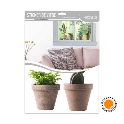 Stickers De Vitre 4 Plantes En Pot