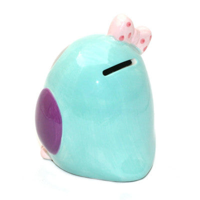 Tirelire En Céramique - Chouette Turquoise 14 Cm