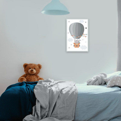 Toile Déco Pour Enfants - Chat Et Montgolfière