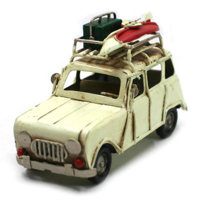 Miniature Voiture Vintage 4L Plage - 12 Cm