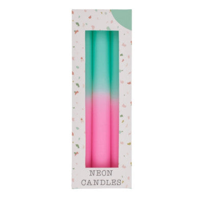  3 Bougies En Bâton Dégradé Rose/turquoise - 20 Cm