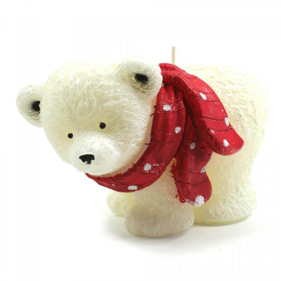  Bougie De Noël - Ours Blanc Avec Echarpe Rouge