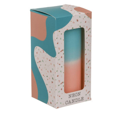  Bougie En Pilier Dégradé Abricot/azur - 12 X 6 Cm