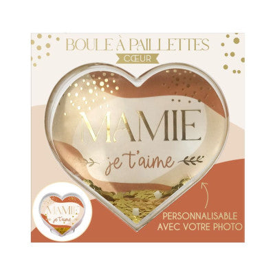  Boule Cœur à Paillettes Mamie - Personnalisable