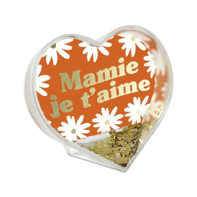  Cadre Coeur à Paillettes - Mamie - 9 Cm