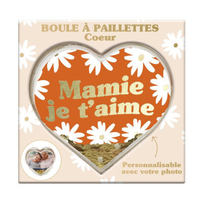  Cadre Coeur à Paillettes - Mamie - 9 Cm