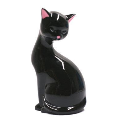  Chat Décoratif En Céramique - Noir 20 Cm