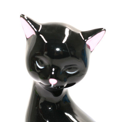  Chat Décoratif En Céramique - Noir 20 Cm