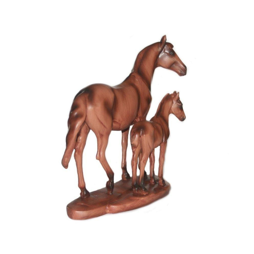  Cheval Avec Poulain Imitation Bois