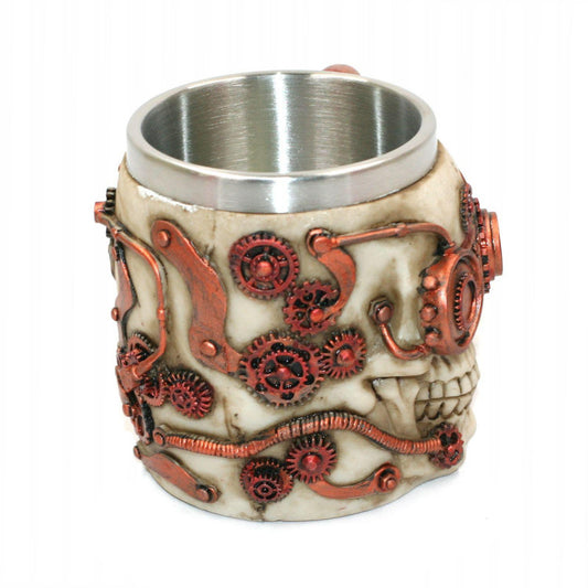  Chope Polyrésine Cyborg Skull - Blanc / Cuivre