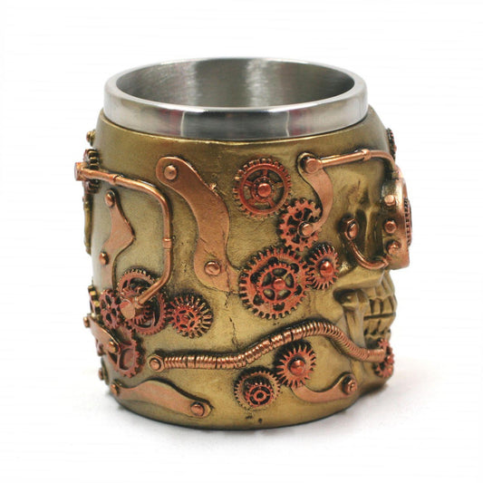 Chope Polyrésine Cyborg Skull - Doré / Cuivre