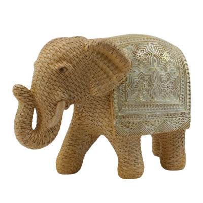  Eléphant Déco Style Rotin 29.5 Cm
