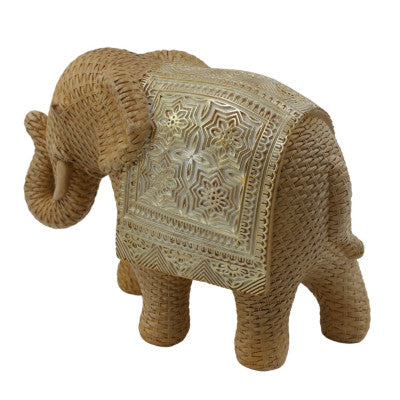  Eléphant Déco Style Rotin 29.5 Cm