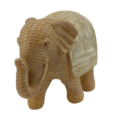  Eléphant Déco Style Rotin 29.5 Cm