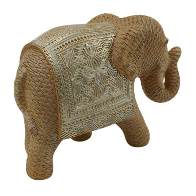  Eléphant Déco Style Rotin 29.5 Cm