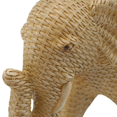  Eléphant Déco Style Rotin 29.5 Cm