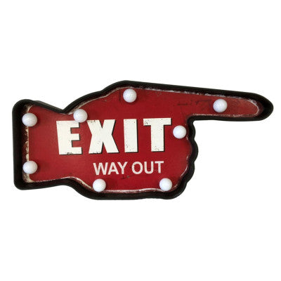  Enseigne Lumineuse - EXIT Way Out - 44 X 20 Cm