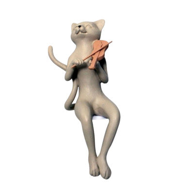  Figurine Chat Violoniste à Poser - 20cm