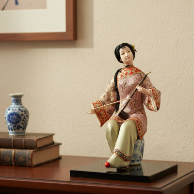  Figurine Chinoise - Femme Avec Instrument à Corde