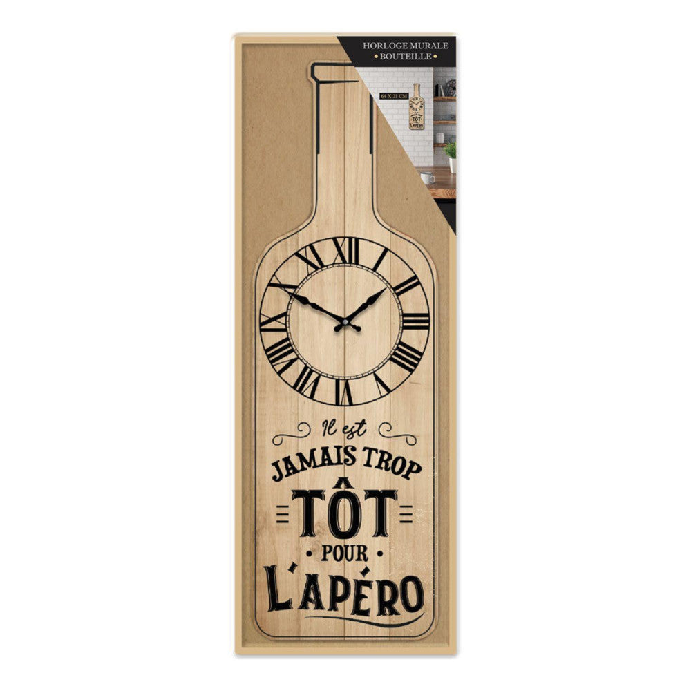  Horloge Bouteille En Bois - 60 Cm - Apéro