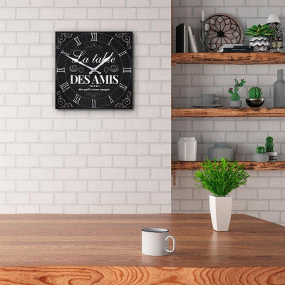  Horloge Carrée - La Table Des Amis - 28 X 28 Cm