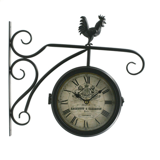  Horloge Double Cadrans Façon Hall De Gare Décor Bannière Aux Lions