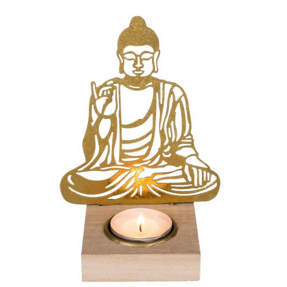  Lot De 3 Bougeoirs Bouddha En Métal Ajouré De 15 Cm